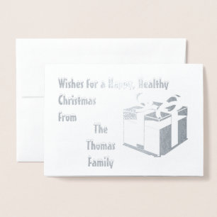 Modern Silver personalised Family Christmas Foil Card