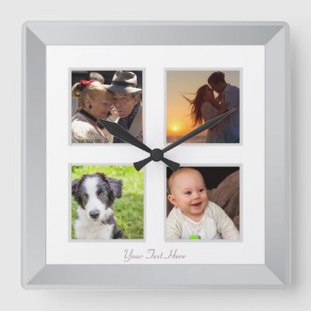Modern Silver Photo Frame Wall Clock by Pick_Up_Me at Zazzle