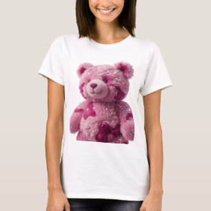 Modern Silver PINK TEDDY BEAR Text Design T-Shirt