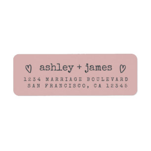 Modern Silver Pink Wedding Return Address Label