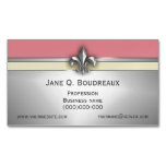 Modern Silver Pink Yellow Fleur de Lis Business Card Magnet