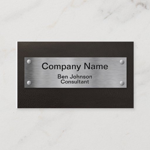 Customizable Leather and Silver Plate Business Card