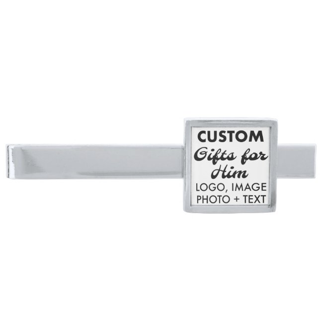 Modern Silver Plated Tie Clip Custom Gifts for Him (Front)