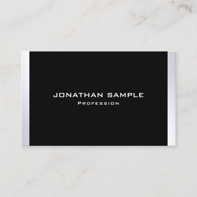 Modern Silver Professional Simple Plain Elegant Business Card (Front)