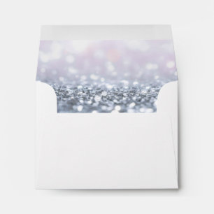 Modern Silver Purple Glitter Wedding Envelope