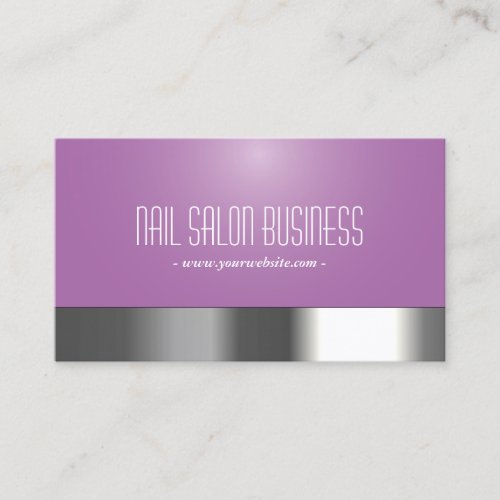 Chic Silver Nail Salon Purple Business Card