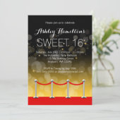 Modern Silver Red Carpet Hollywood Sweet 16 Invitation (Standing Front)