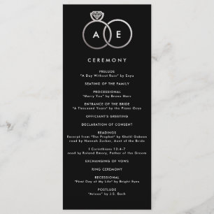 Modern Silver Rings Custom Wedding Program