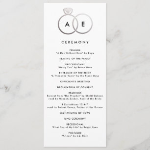Modern Silver Rings Custom Wedding Program