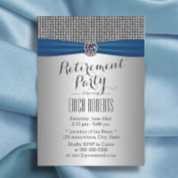 Modern Silver Royal Blue Ribbon Retirement Party