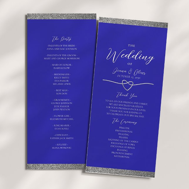 Modern Silver Royal Blue Wedding Program (Creator Uploaded)