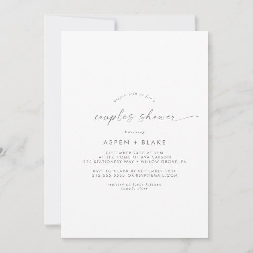 Modern Silver Script Couples Shower Invitation