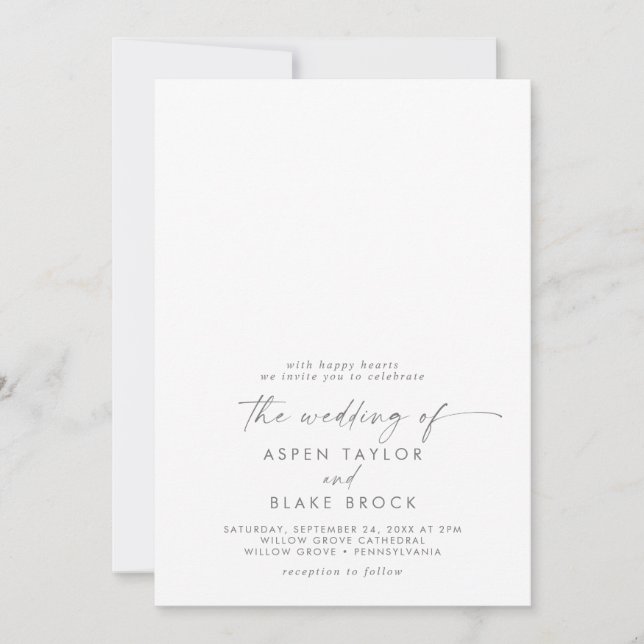 Modern Silver Script Design Your Own Wedding Invitation (Front)