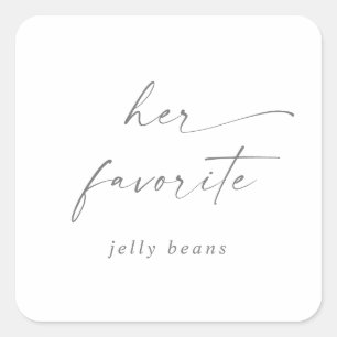 Modern Silver Script Her Favorite Wedding Favor Square Sticker