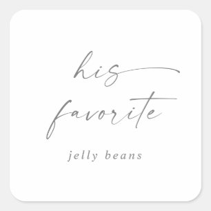 Modern Silver Script His Favorite Wedding Favor Square Sticker
