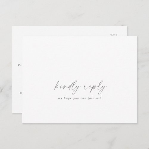 Modern Silver Script Menu Choice RSVP Postcard