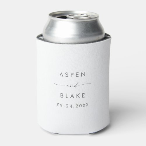 Modern Silver Script Wedding Favor Can Cooler