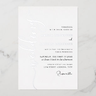 Modern Silver Script Wedding Foil Invitation