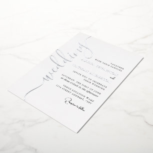 Modern Silver Script Wedding  Foil Invitation