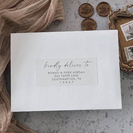 Modern Silver Script Wedding Guest Address Labels | 350904