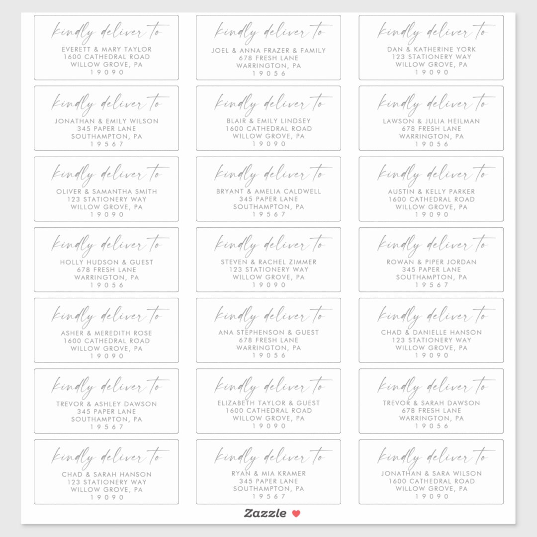 Modern Silver Script Wedding Guest Address Labels Zazzle