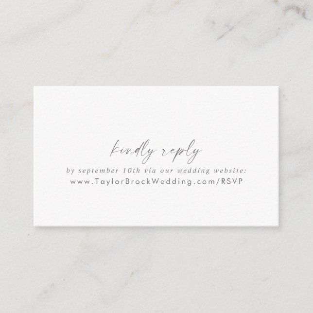 Modern Silver Script Wedding Website RSVP Enclosure Card (Front)