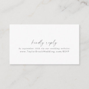 Modern Silver Script Wedding Website RSVP Enclosure Card