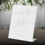 Modern Silver Signature Script Cards And Gifts Pedestal Sign<br><div class="desc">This elegant silver script minimalist cards and gifts sign is perfect for all celebrations. Designed by Thisisnotme©</div>