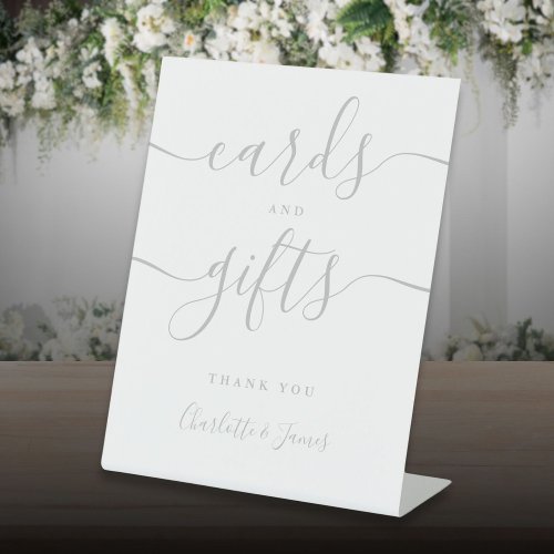 Modern Silver Signature Script Cards And Gifts Pedestal Sign