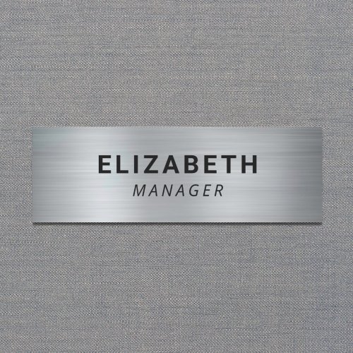 Modern Silver Simple Name Tag