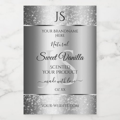 Modern Silver Soft Glitter Monogram Product Labels