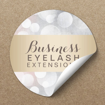 Modern Silver Sparkles Gold Striped Salon Business Classic Round Sticker by cardfactory at Zazzle