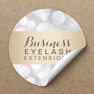 Modern Silver Sparkles Gold Striped Salon Business Classic Round Sticker