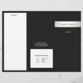 Modern Silver Stripe Black Salon Trifold Brochure (Front)