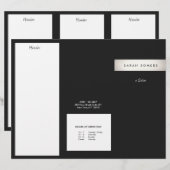 Modern Silver Stripe Black Salon Trifold Brochure (Front/Back)