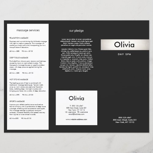 Modern Silver Stripe Hair Salon Tri_Fold Brochure