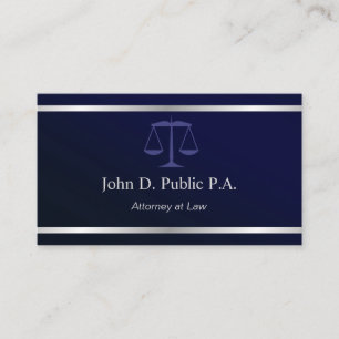 Modern silver Stripe Navy Blue Lawyer Attorney Business Card