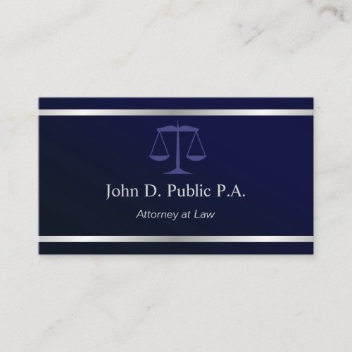 Modern silver Stripe Navy Blue Lawyer Attorney  Business Card