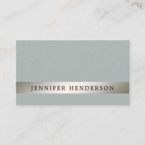 Modern silver striped dusty blue professional business card