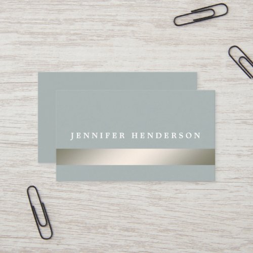 Modern silver striped dusty blue professional business card