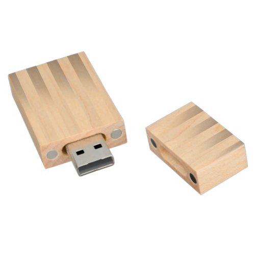 Modern silver striped Pattern Wood Flash Drive