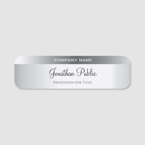 Modern Silver Template Calligraphed Script Name Name Tag