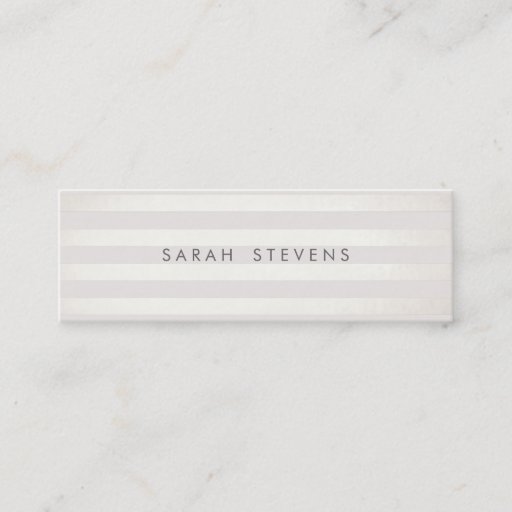 Customizable Modern Silver Thin Off White Striped Salon Spa Business Card Templates