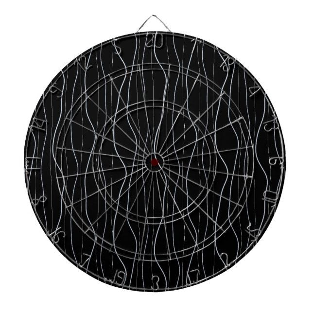 Modern Silver Wavy Lines Pattern Dart Board (Front)