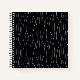 Modern Silver Wavy Lines Pattern Notebook