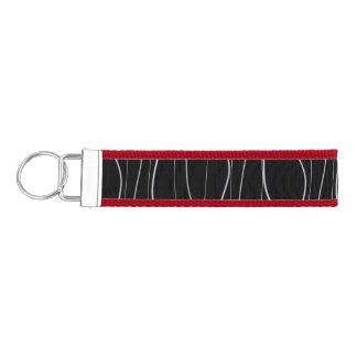 Modern Silver Wavy Lines Pattern Wrist Keychain