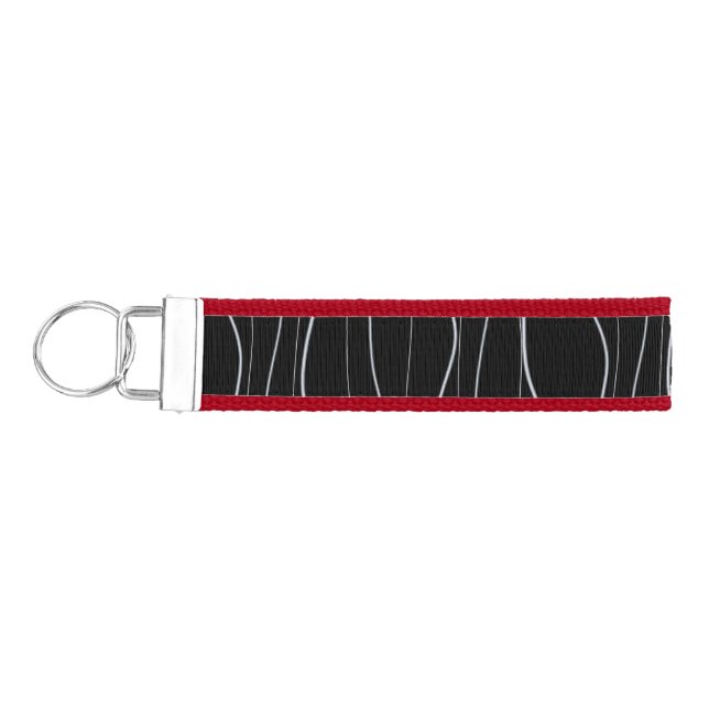 Modern Silver Wavy Lines Pattern Wrist Keychain (Keys on Left)