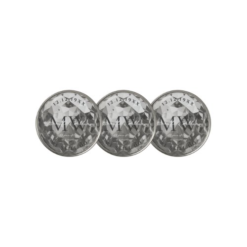 Modern Silver Wedding 25th Wedding Anniversary  Golf Ball Marker