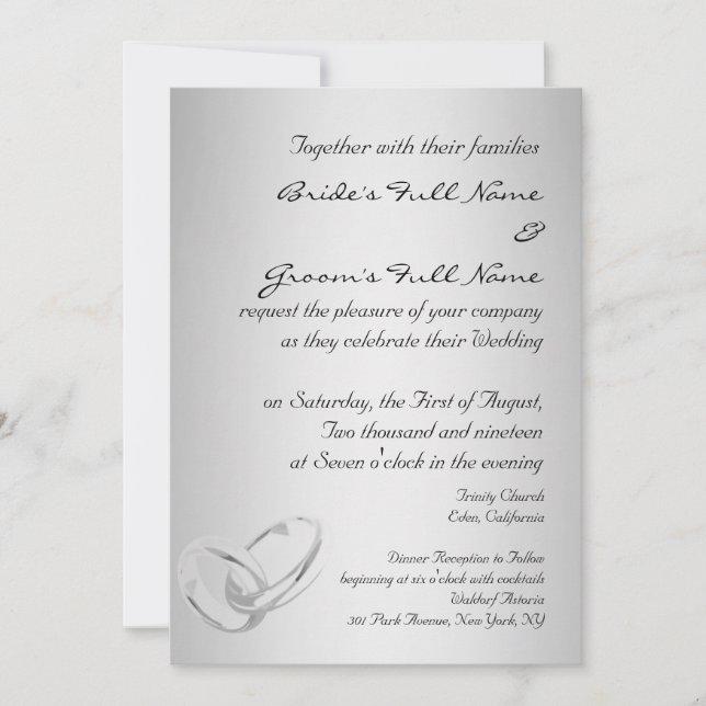 Modern silver wedding invitation template (Front)