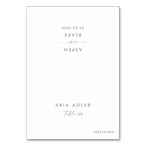 Modern Silver Wedding Menu Option Place Cards